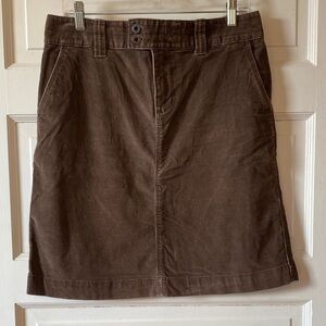 L.L. Bean Dark Brown Corduroy Skirt
